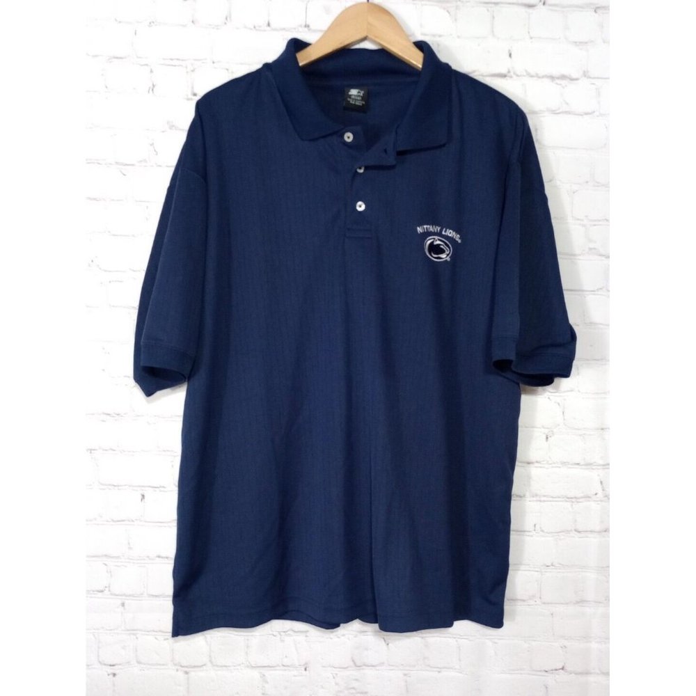 Vintage Starter Penn State Nittany Lions Blue Polo Short Sleeve Shirt Men's XL